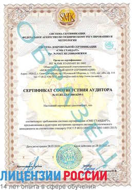 Образец сертификата соответствия аудитора №ST.RU.EXP.00014299-1 Пермь Сертификат ISO 14001
